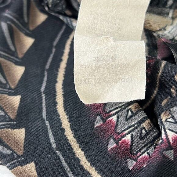 Bohemian Women’s Black Geometric Print Tunic Dress Size 2XL Fall 90s Vintage - Picture 4 of 7